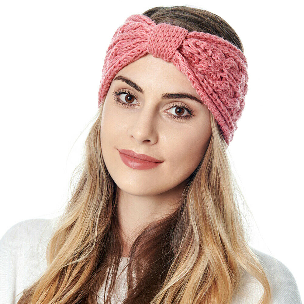 Knitted Braids Wide Headband Head Wrap Elastic Wool Ear Hairband Turban Knotted 2