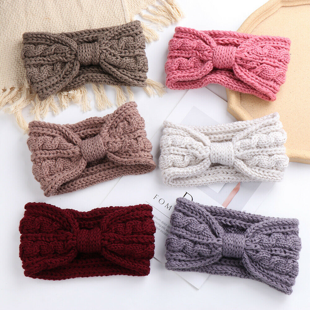 Knitted Braids Wide Headband Head Wrap Elastic Wool Ear Hairband Turban Knotted 2