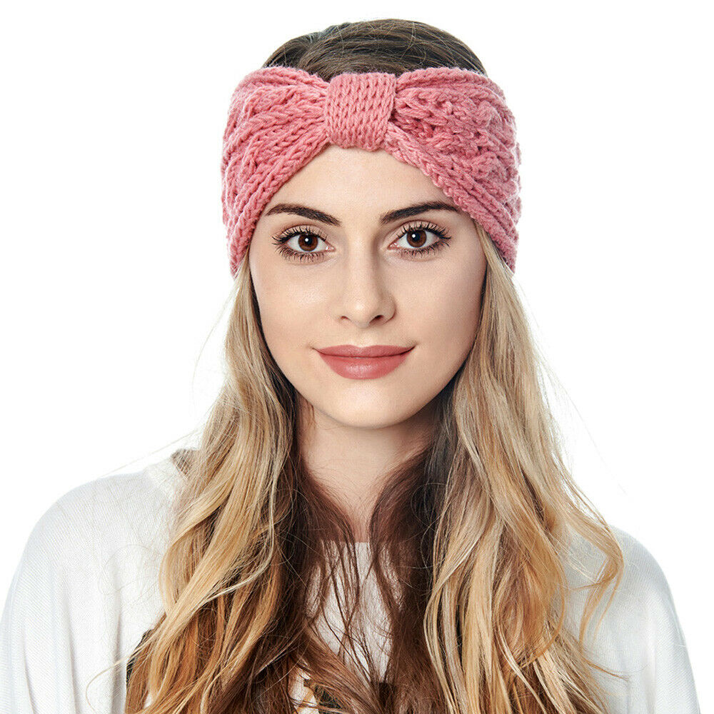 Knitted Braids Wide Headband Head Wrap Elastic Wool Ear Hairband Turban Knotted 2