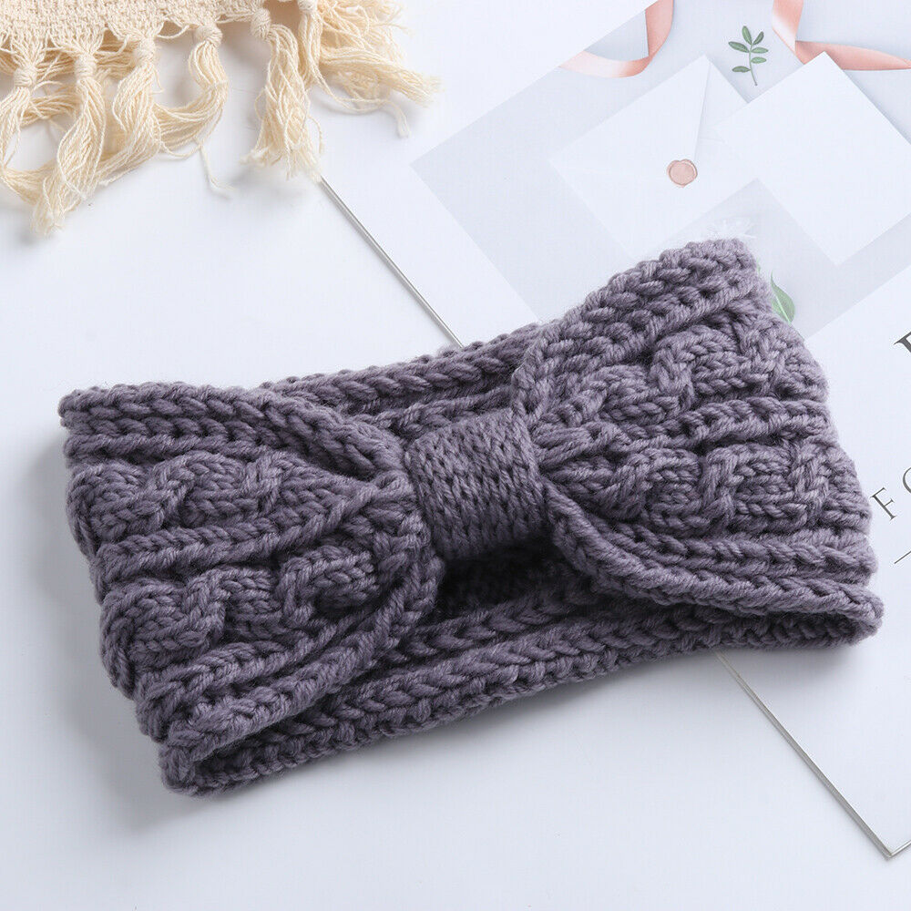 Knitted Braids Wide Headband Head Wrap Elastic Wool Ear Hairband Turban Knotted 2
