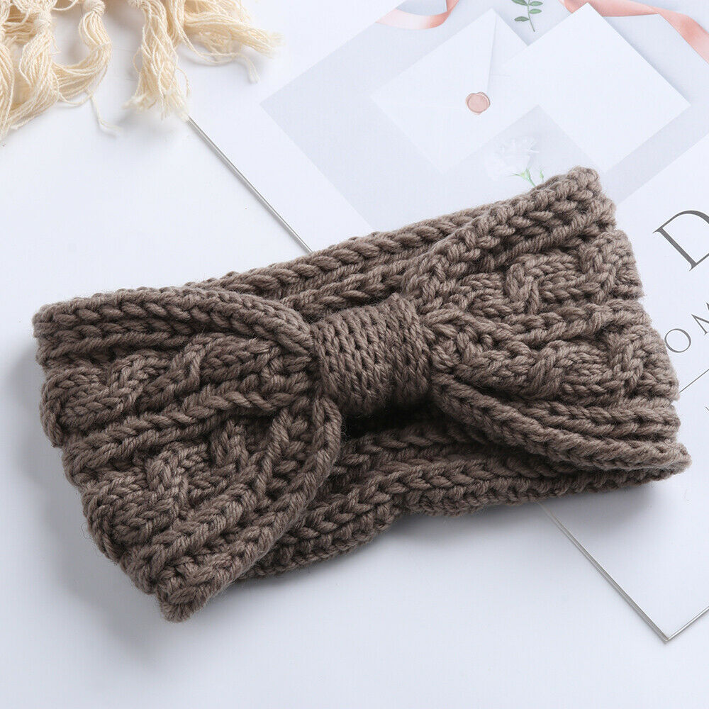Knitted Braids Wide Headband Head Wrap Elastic Wool Ear Hairband Turban Knotted 2