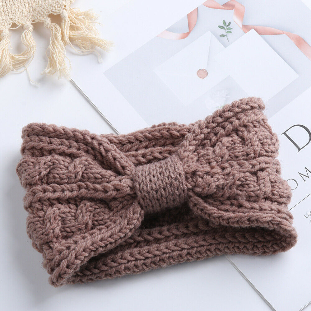 Knitted Braids Wide Headband Head Wrap Elastic Wool Ear Hairband Turban Knotted 2