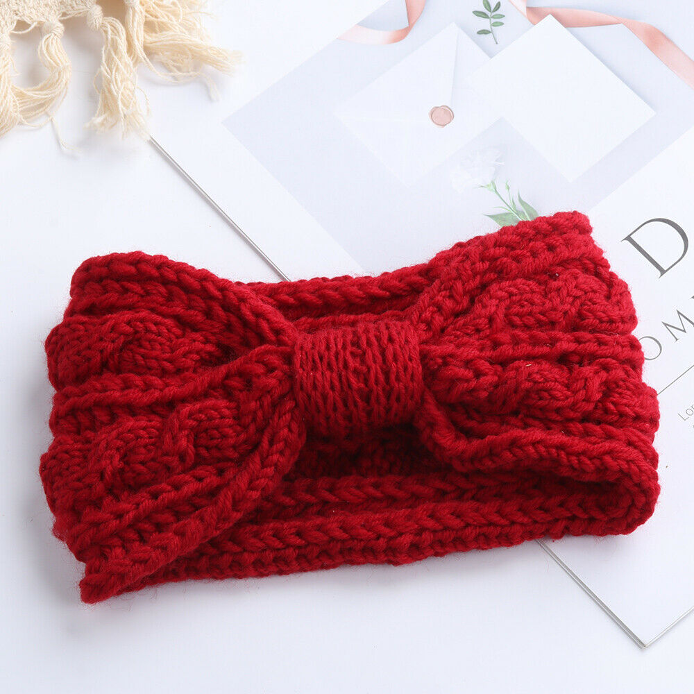 Knitted Braids Wide Headband Head Wrap Elastic Wool Ear Hairband Turban Knotted 2