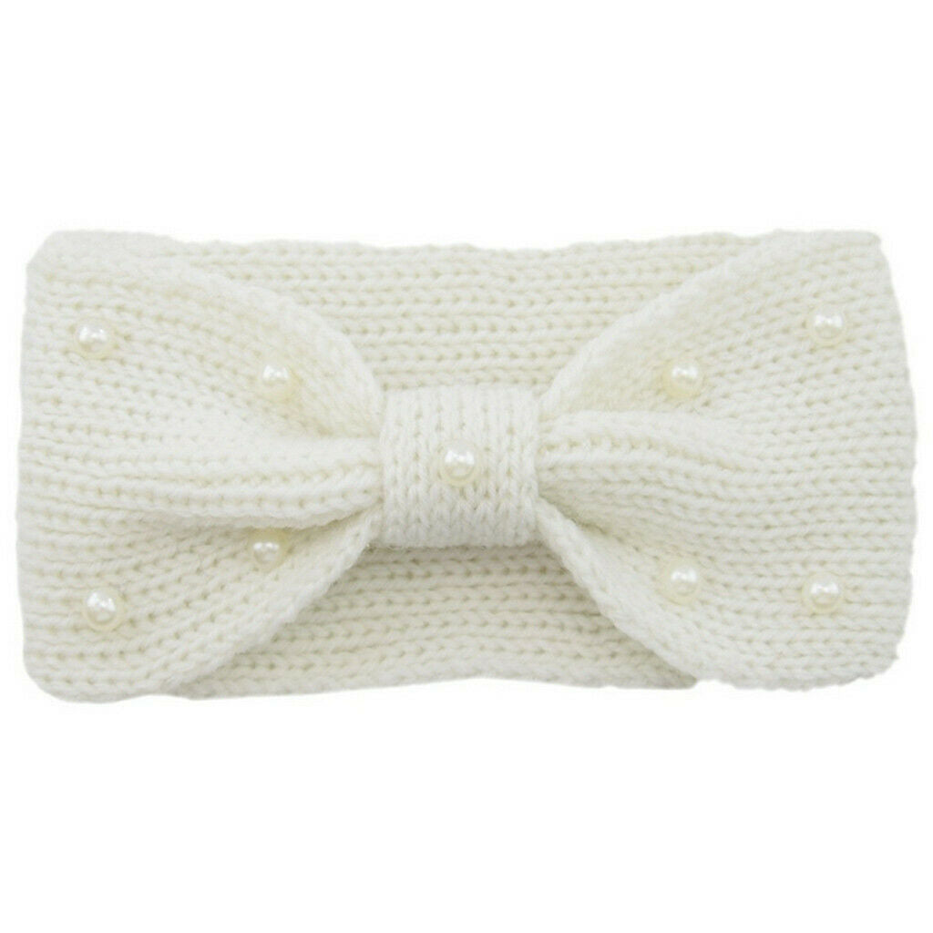 Pearl Twisted Knotted Knitted Braids Wide Headband Head Wrap Elastic Wool Ear Hairband Turban