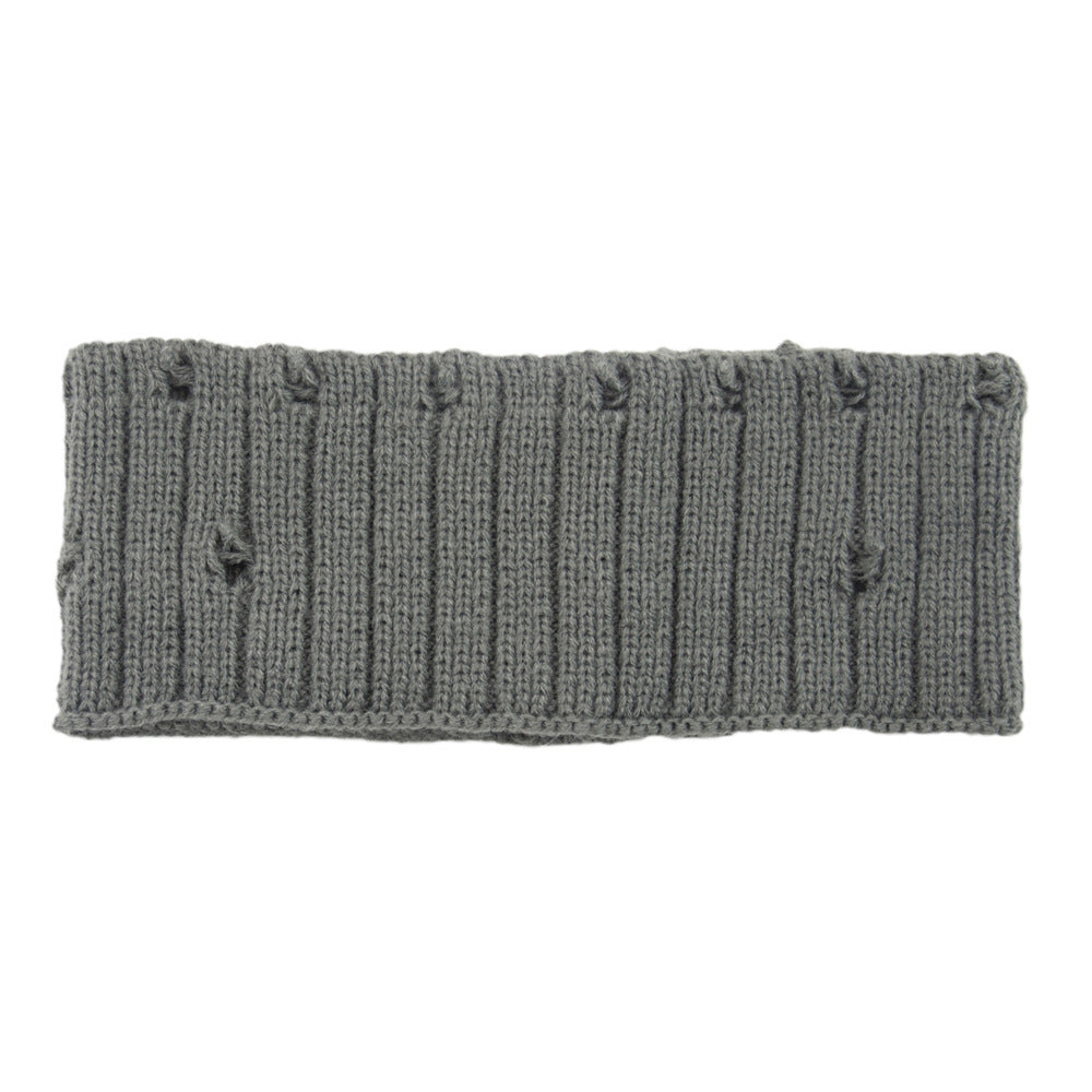 Holes Knitted Braids Wide Headband Head Wrap Elastic Wool Ear Hairband Turban 8