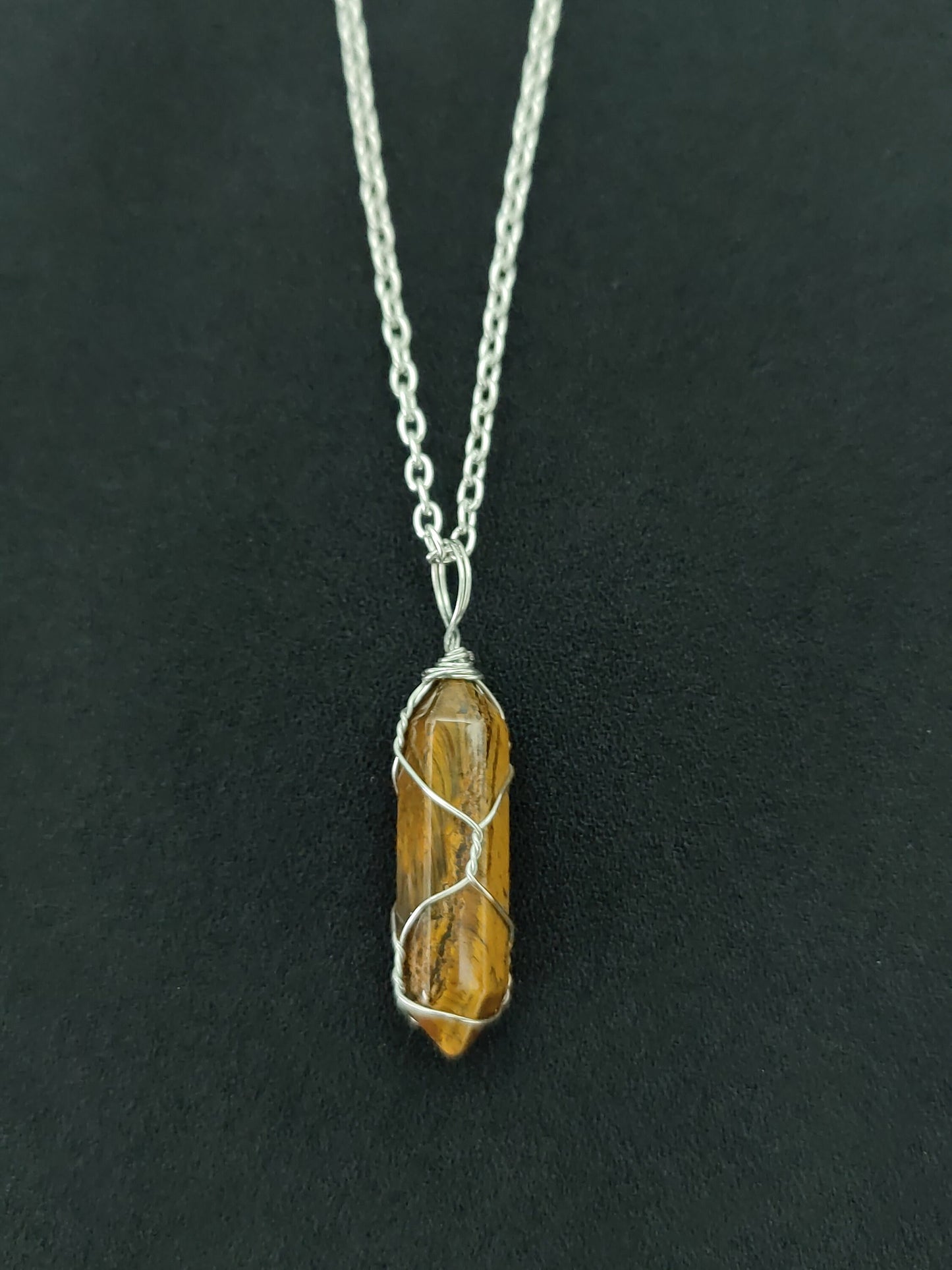 Silver Wire wrapped Hexagon Amethyst Crystal Necklace Cable Chain Crystal necklace Wire Wrapped Crystal Necklace Amethyst Necklace