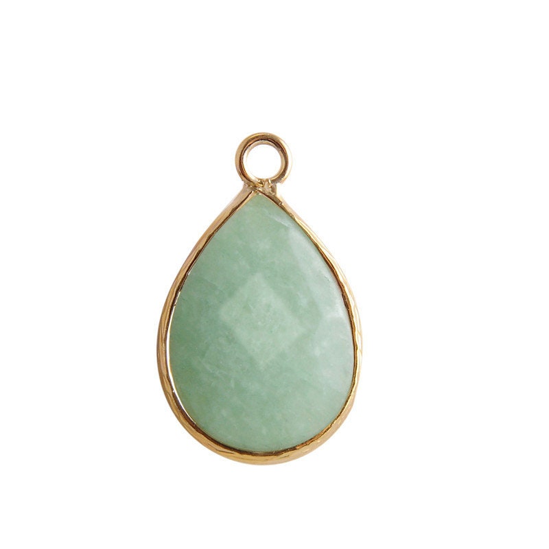 Gold crystal necklaces Water drop shapes diamond cuts Turquoise Rose Quartz