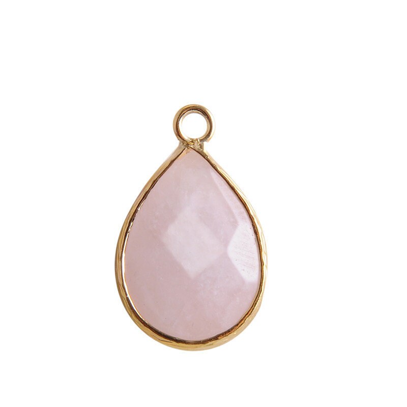 Gold crystal necklaces Water drop shapes diamond cuts Turquoise Rose Quartz