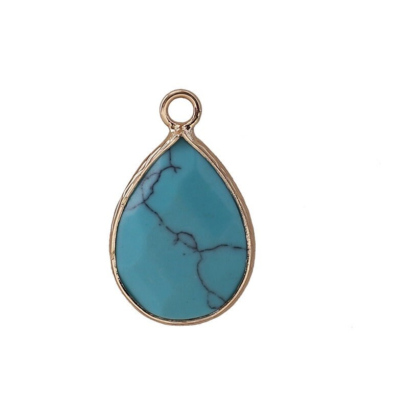 Gold crystal necklaces Water drop shapes diamond cuts Turquoise Rose Quartz