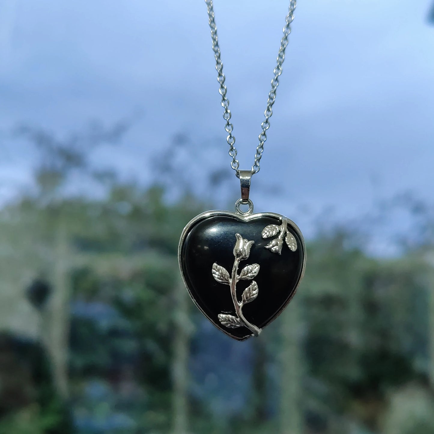 Heart Shape Natural Crystal Mounted on a rose decorative base, Sand Stone, Rose Quartz, Howlite, Amethyst, Obsidian