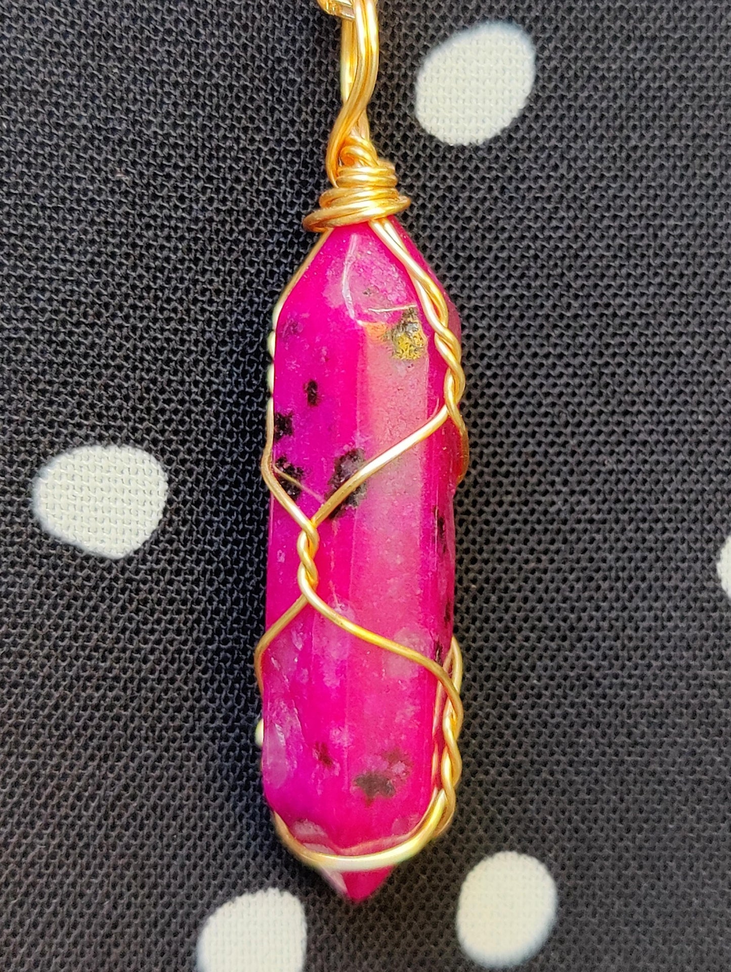 Chakra Crystal Stone Necklace Natural Stone Pendant Wired Wrapped Hexagon Crystal Pendant