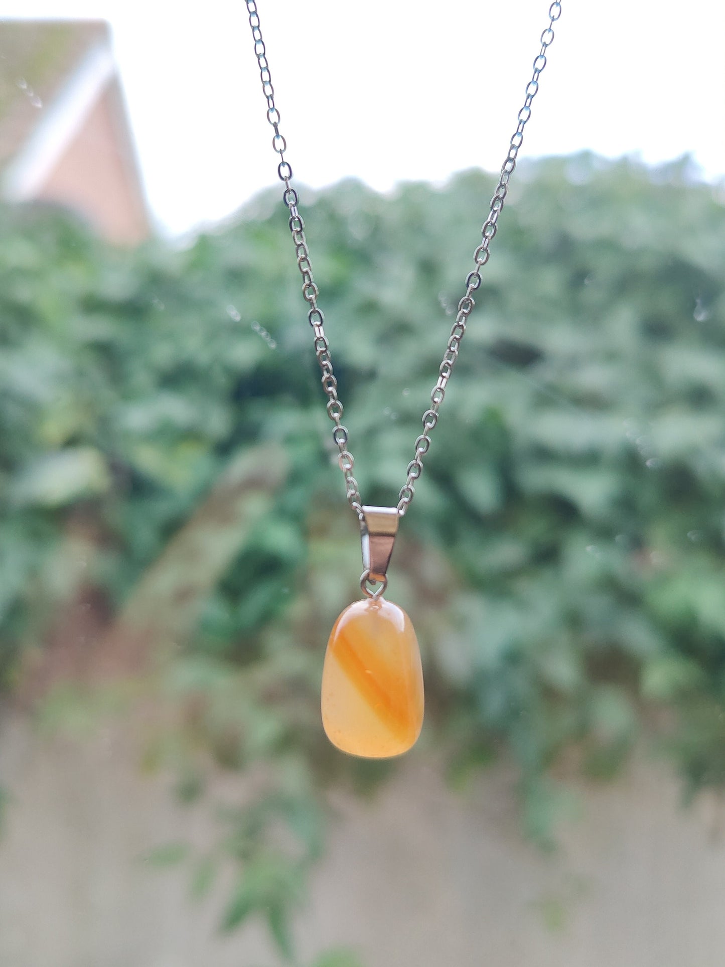 Orange Agate Natural Crystal Cuboid Necklace