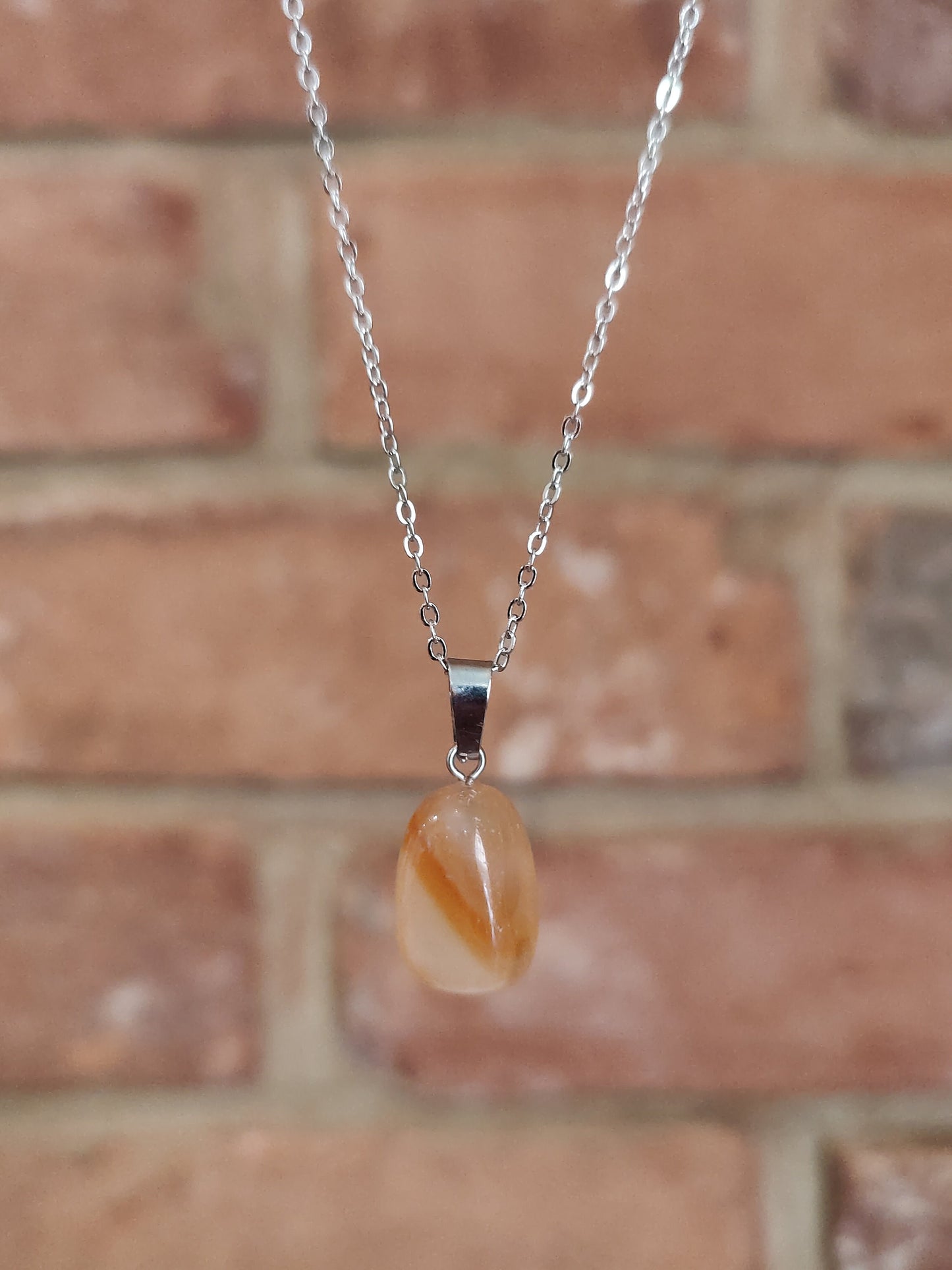 Orange Agate Natural Crystal Cuboid Necklace