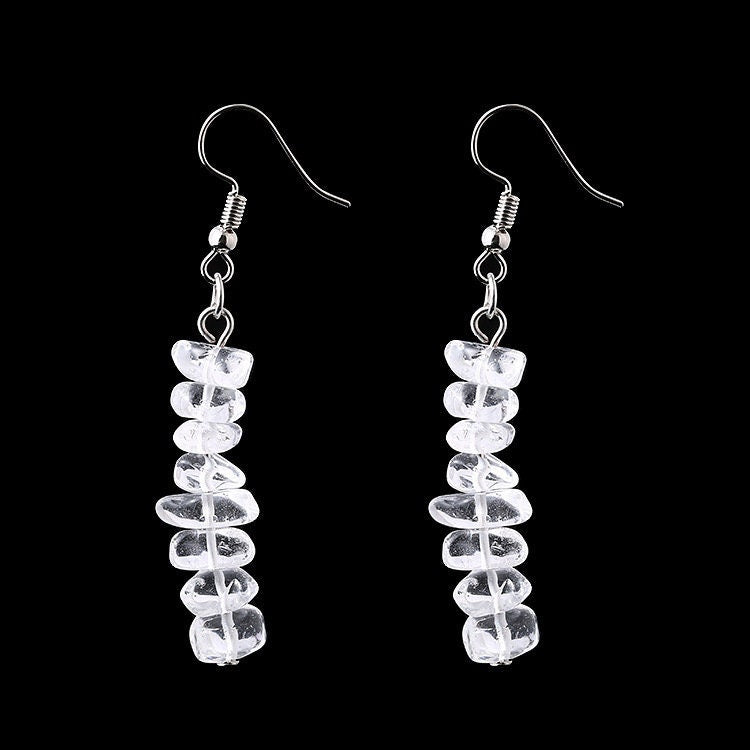 Amethyst Gravel Natural Stone Crystal Earrings
