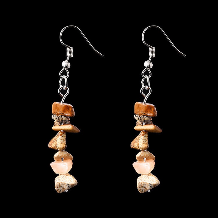 Amethyst Gravel Natural Stone Crystal Earrings