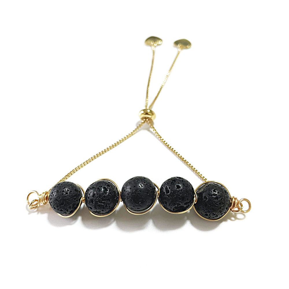 Gold Jade Rhodonite Polished Beaded Natural Crystal Stone Bracelet Chakra Stone Drawstring Closure
