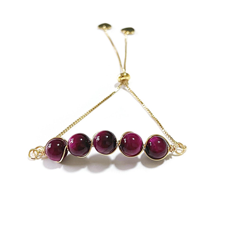 Gold Jade Rhodonite Polished Beaded Natural Crystal Stone Bracelet Chakra Stone Drawstring Closure