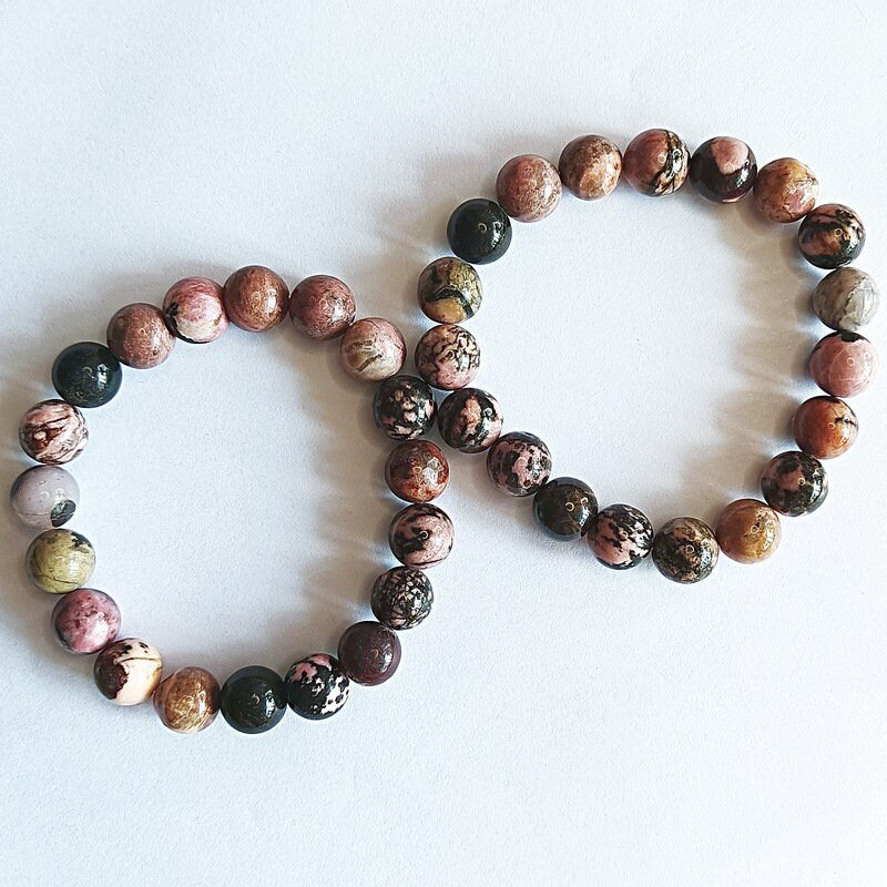 Rhodonite Natural Crystal Beads Elastic Bracelets UK