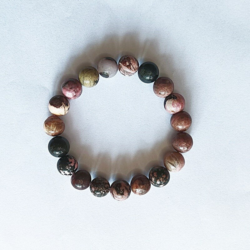 Rhodonite Natural Crystal Beads Elastic Bracelets UK