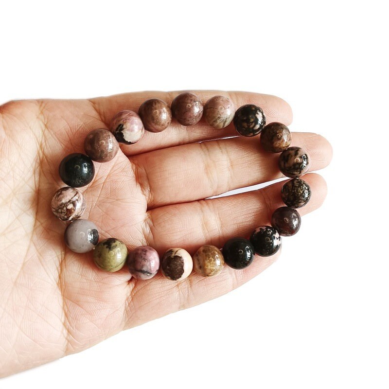 Rhodonite Natural Crystal Beads Elastic Bracelets UK