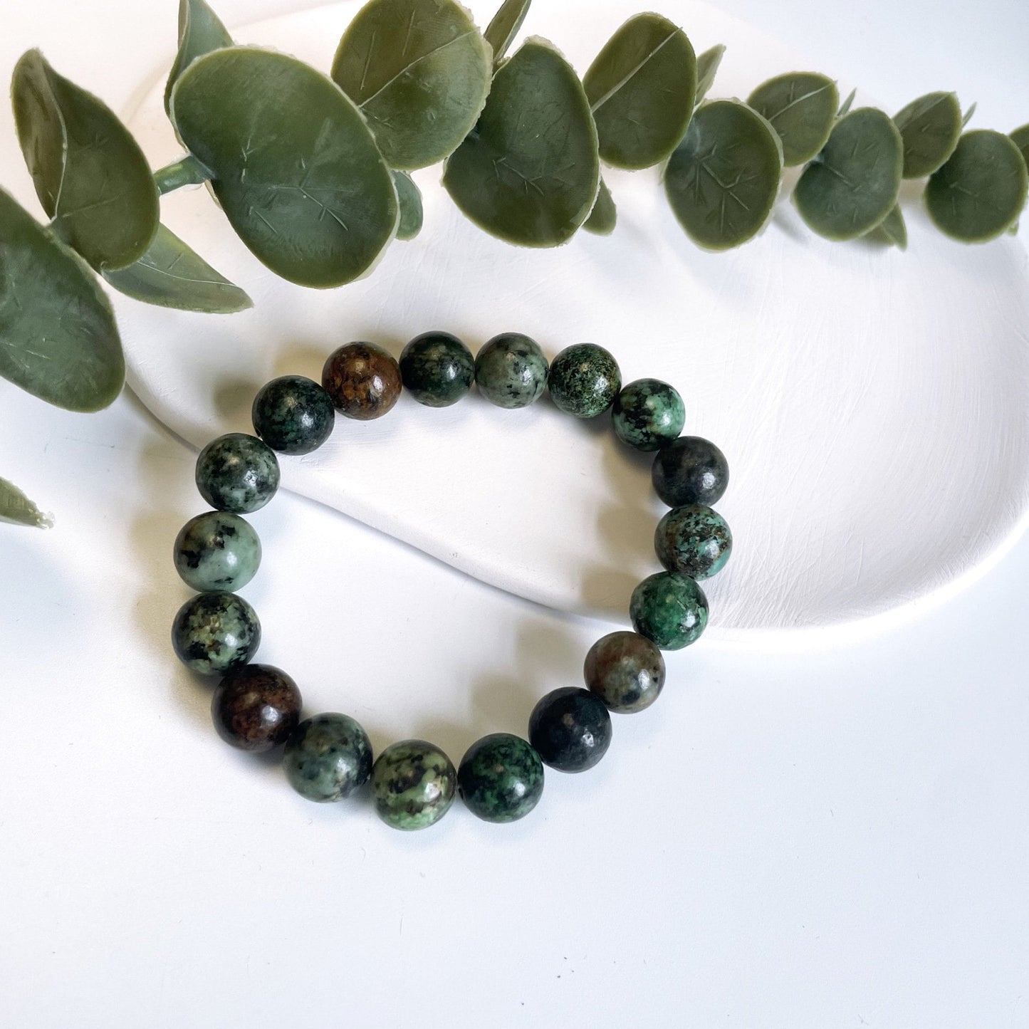 African Turquoise Natural Stone Beads Elastic Bracelet