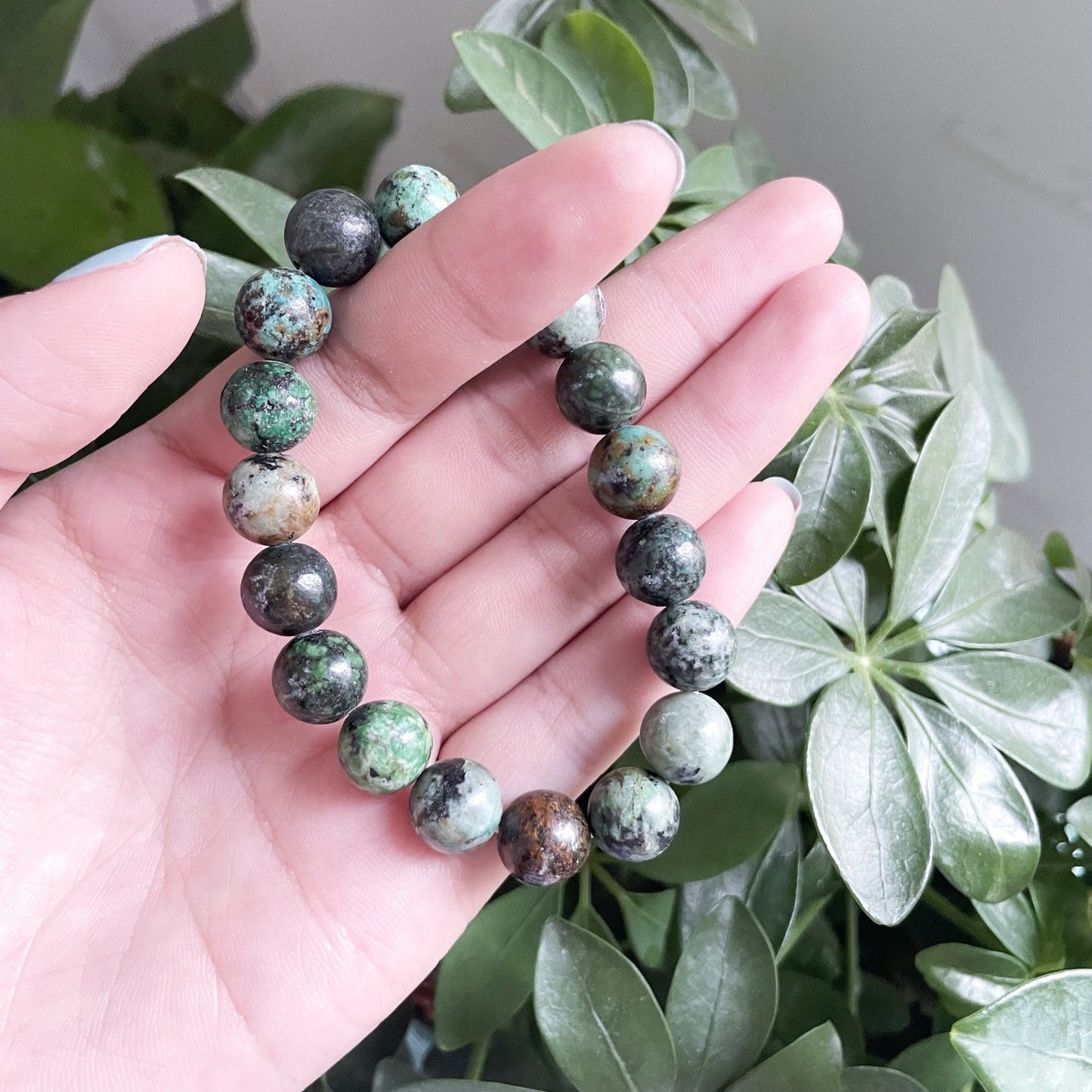 African Turquoise Natural Stone Beads Elastic Bracelet