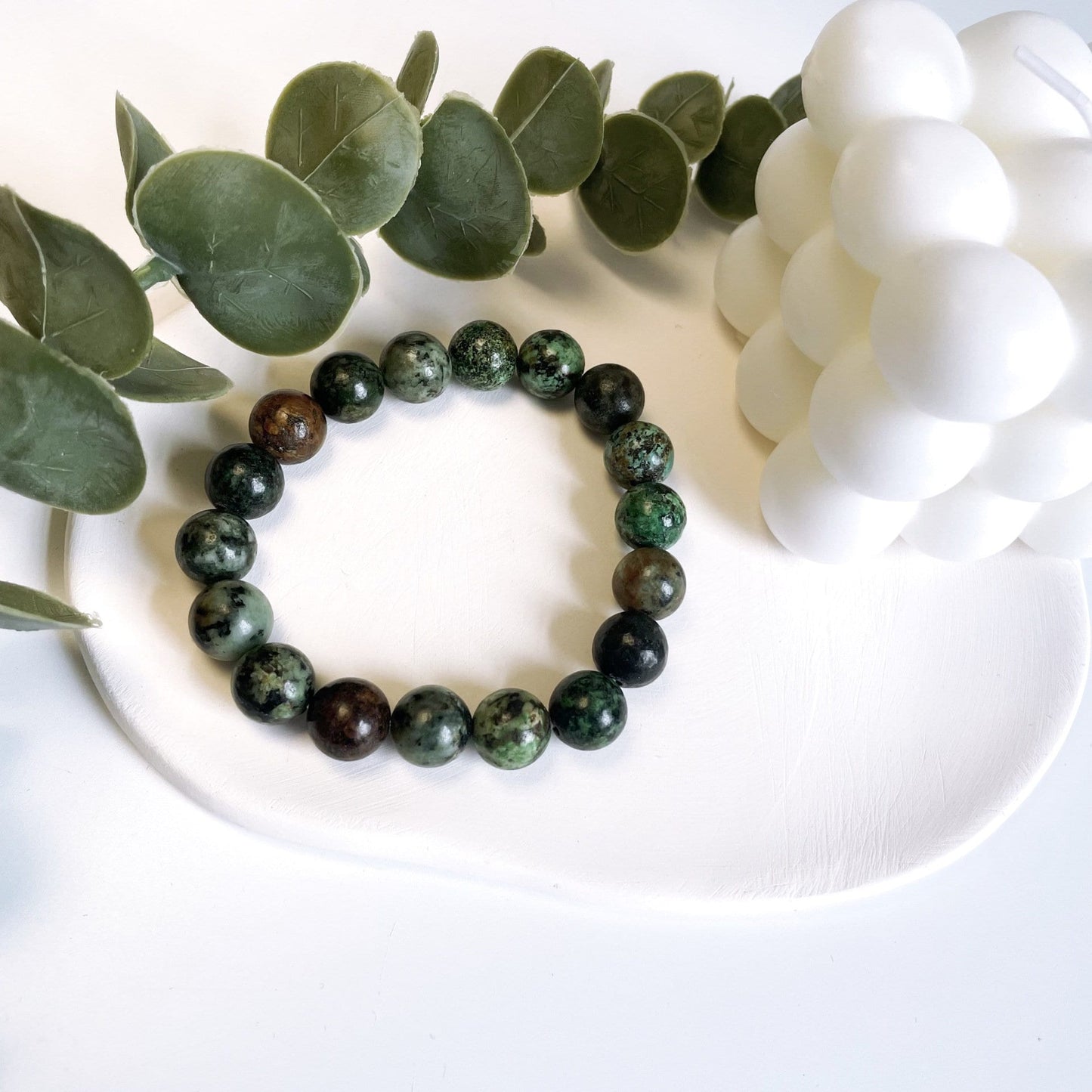 African Turquoise Natural Stone Beads Elastic Bracelet
