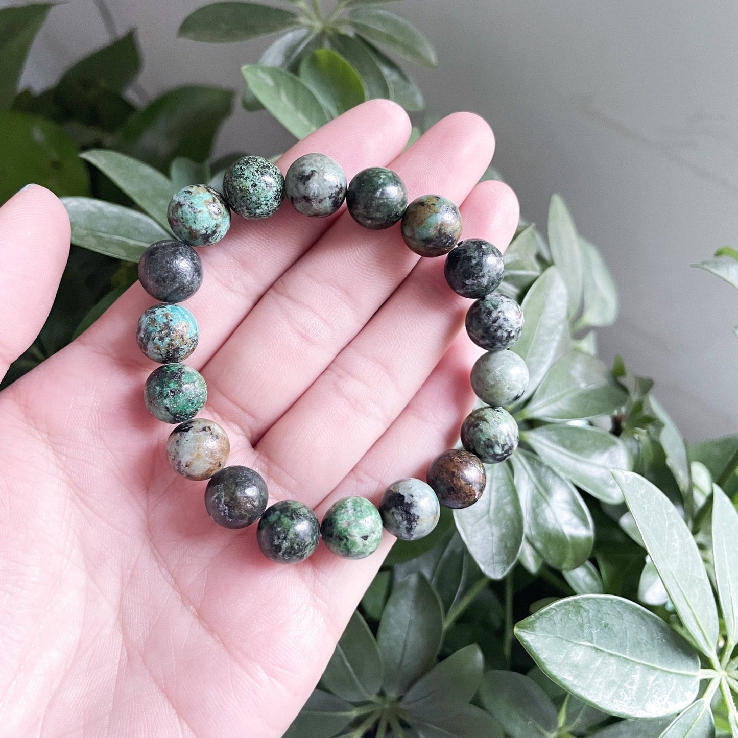 African Turquoise Natural Stone Beads Elastic Bracelet