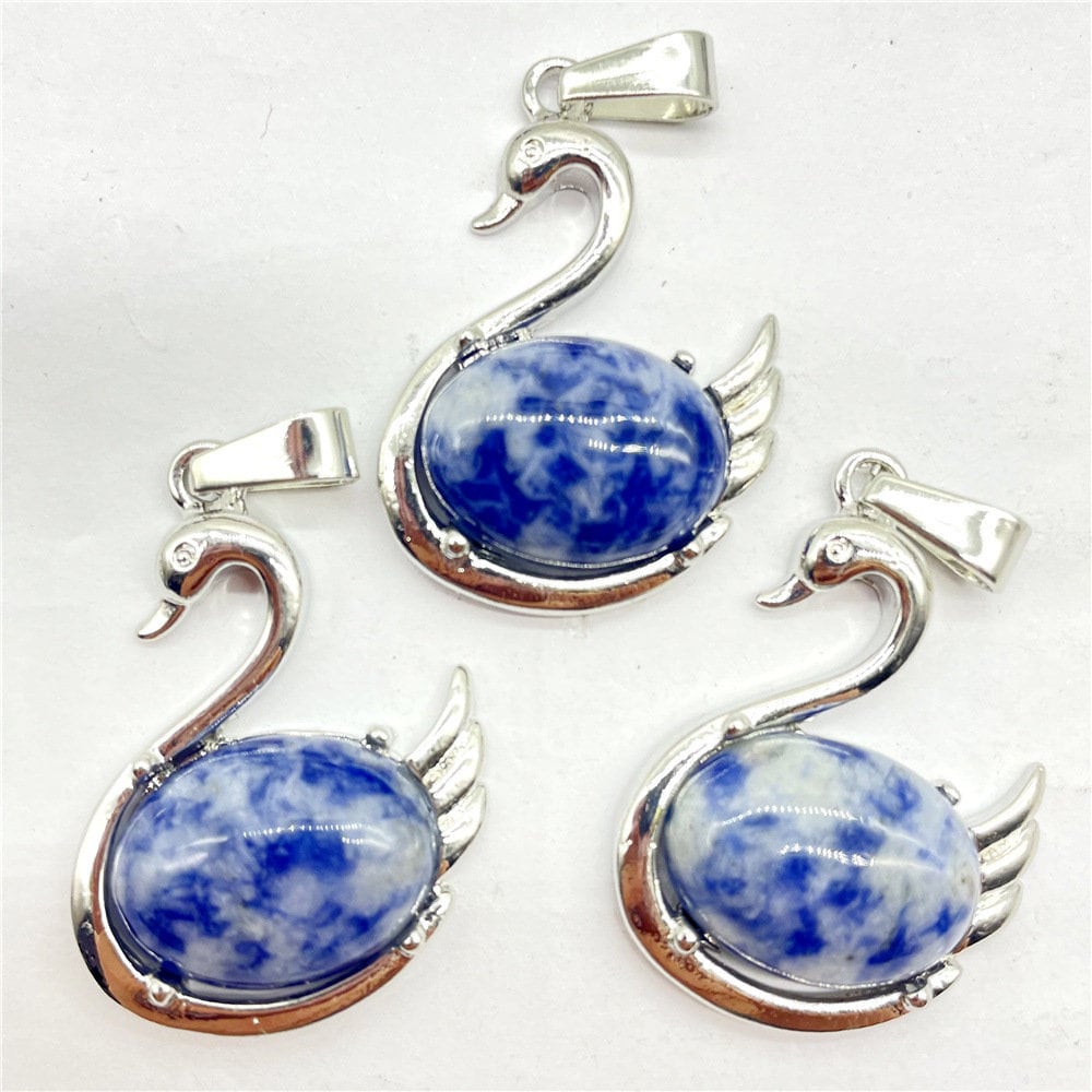 Healing Crystal Natural Stone Necklaces Cute Funky Swan Crystal Necklace Pendants