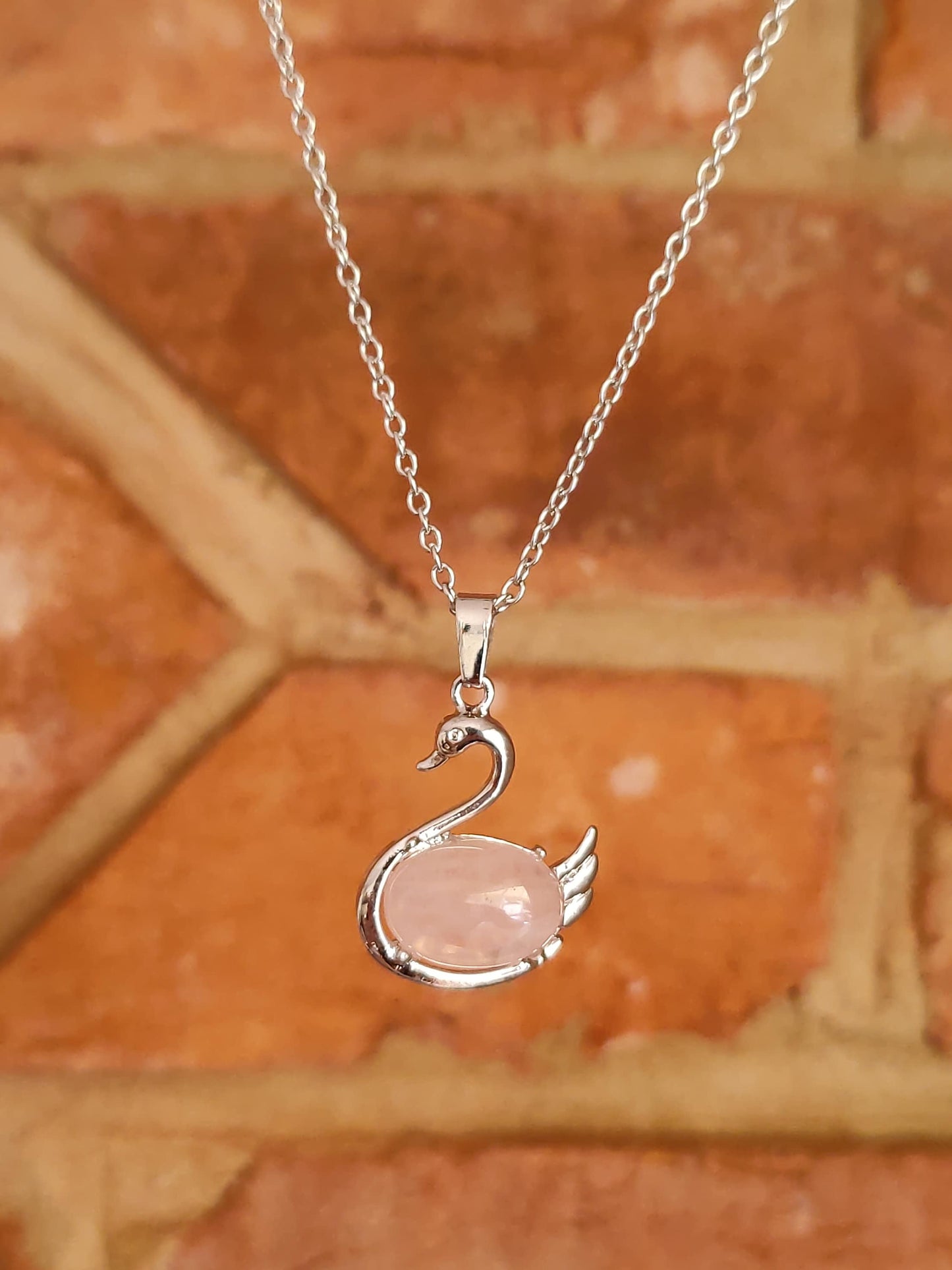 Healing Crystal Natural Stone Necklaces Cute Funky Swan Crystal Necklace Pendants