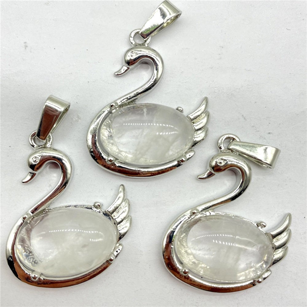 Healing Crystal Natural Stone Necklaces Cute Funky Swan Crystal Necklace Pendants