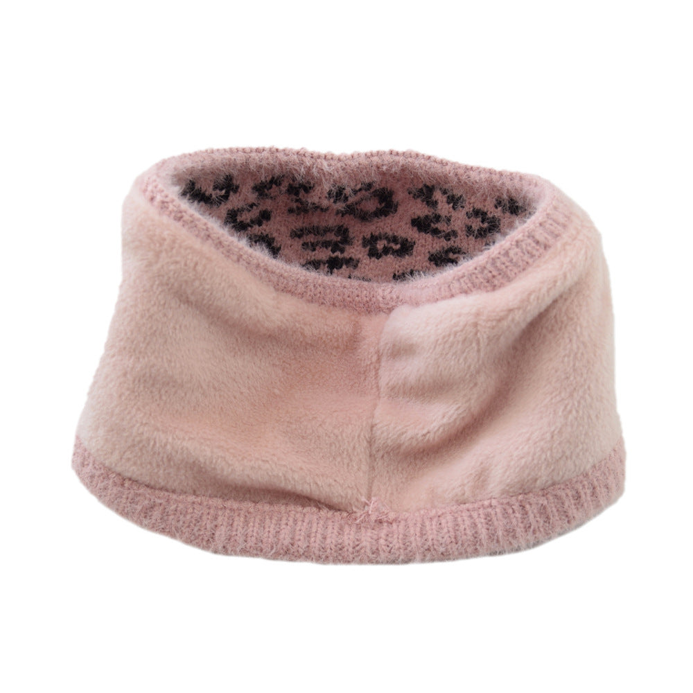 Leopard Plain Fleece Lined Knitted Braids Wide Headband Head Wrap Elastic Wool Ear Hairband Turban