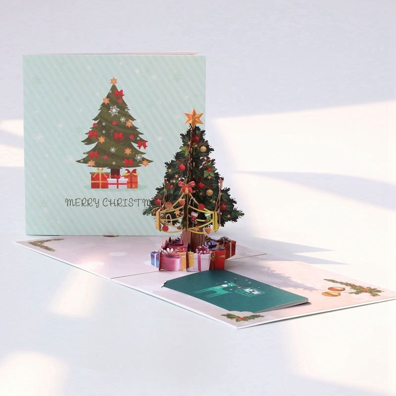 3D Paper Art Pop Up Hand Carved Greeting Cards Christmas Tree Cards