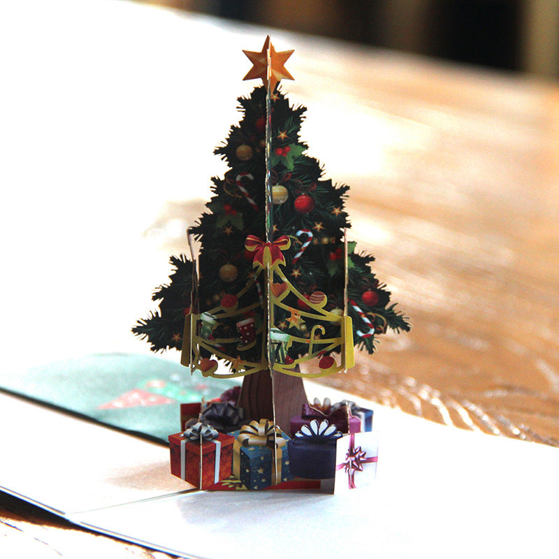 3D Paper Art Pop Up Hand Carved Greeting Cards Christmas Tree Cards