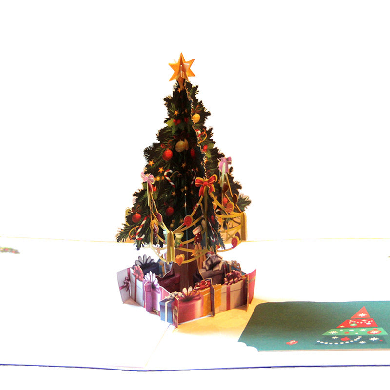 3D Paper Art Pop Up Hand Carved Greeting Cards Christmas Tree Cards