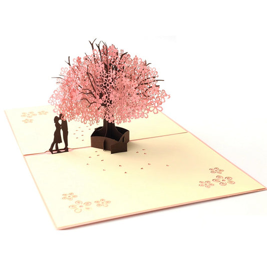 3D Pop Up Cards Birthday Handcraft Anniversary Gift Valentine's Day Couples Tree blossom Card