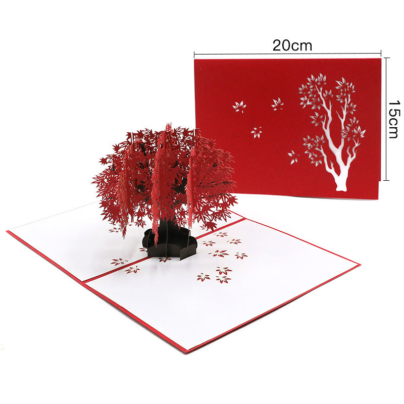 3D Pop Up Cards Birthday Handcraft Anniversary Gift Valentine's Day Maple Tree Card