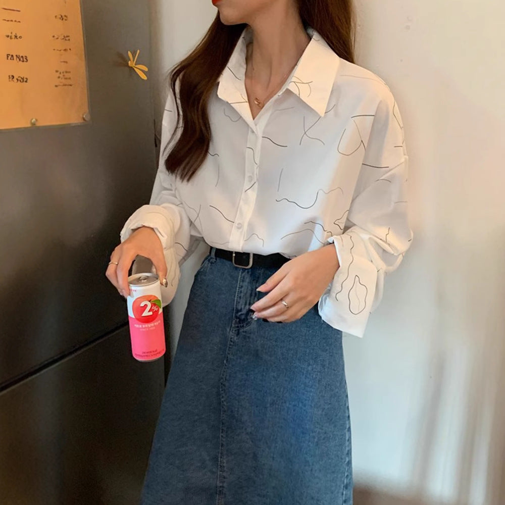 White Rainbow Lines Vintage Prints Satin Soft Silky Shirt