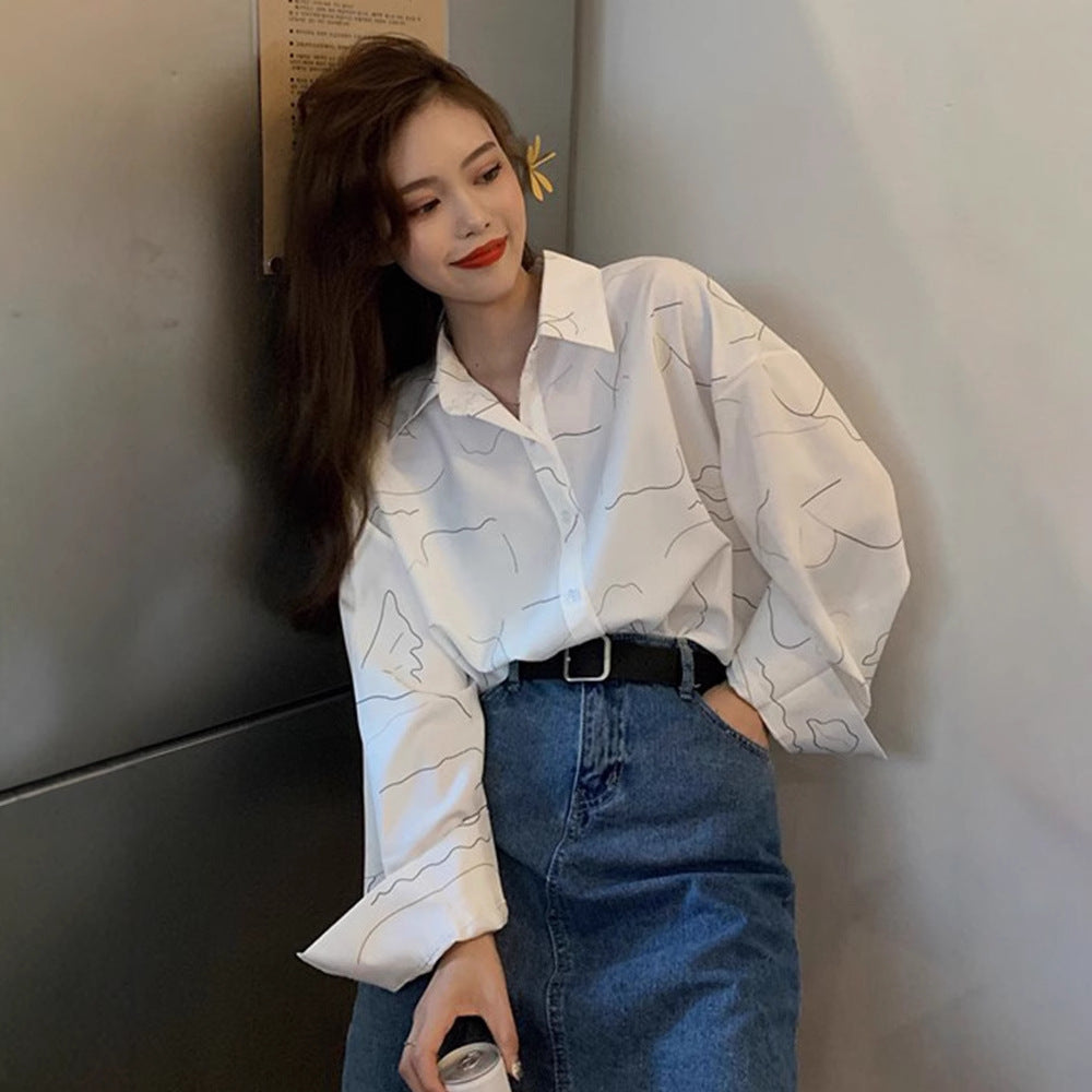 White Rainbow Lines Vintage Prints Satin Soft Silky Shirt