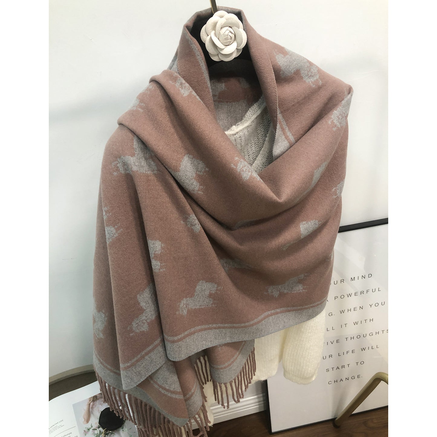 Llama Reversible Scarf Soft Touch Viscose 2 Tones Contrast Colors Shawls