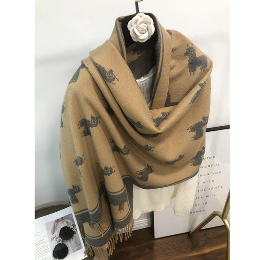 Llama Reversible Scarf Soft Touch Viscose 2 Tones Contrast Colors Shawls