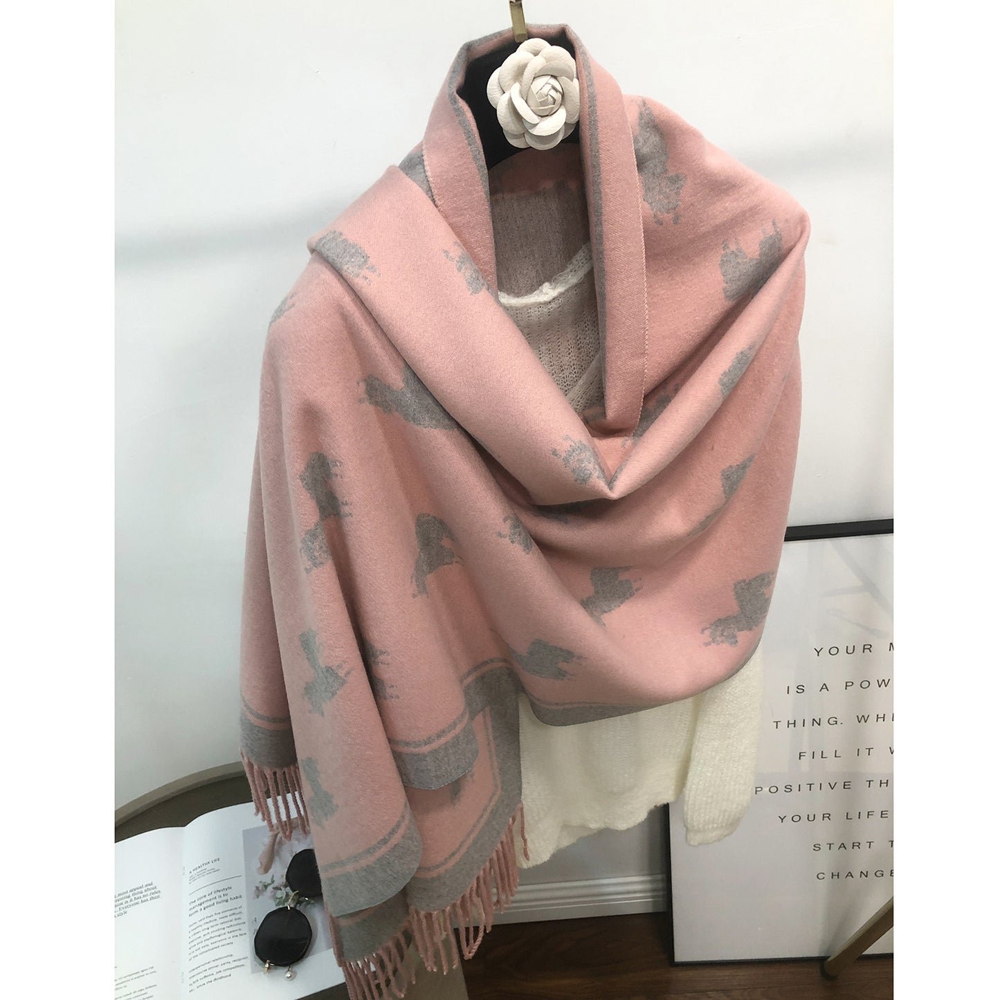 Llama Reversible Scarf Soft Touch Viscose 2 Tones Contrast Colors Shawls