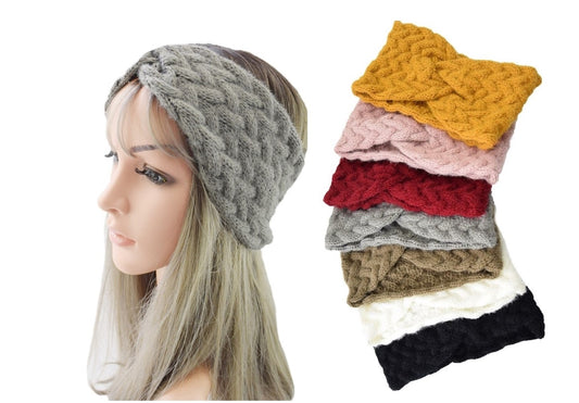 Fluffy Thick Twisted Knitted Braids Wide Headband Head Wrap Elastic Wool Ear Hairband Turban