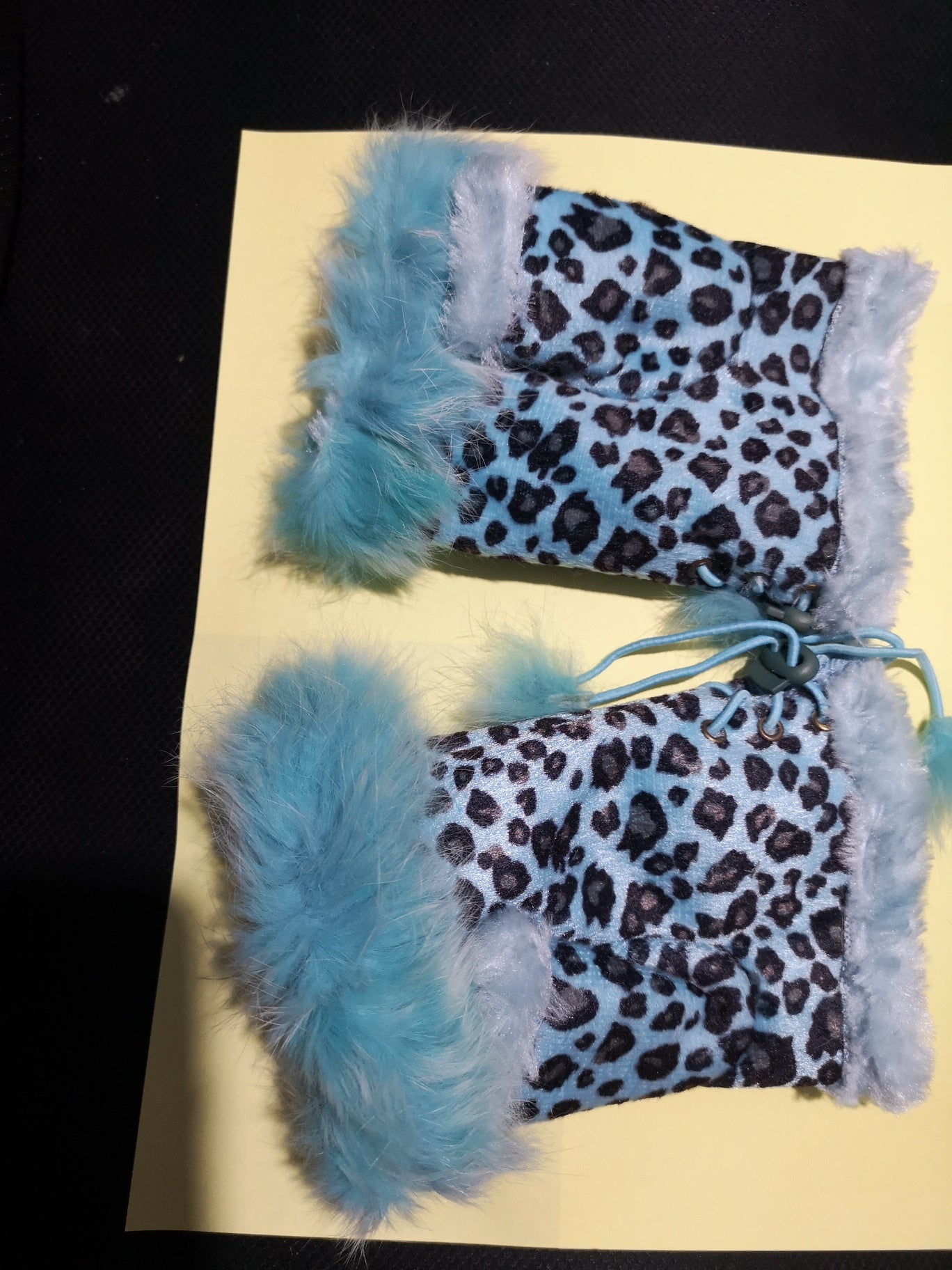 Leopard Women Winter Fingerless Suede Fur Gloves Mittens Soft Warm Fleece Lined UK