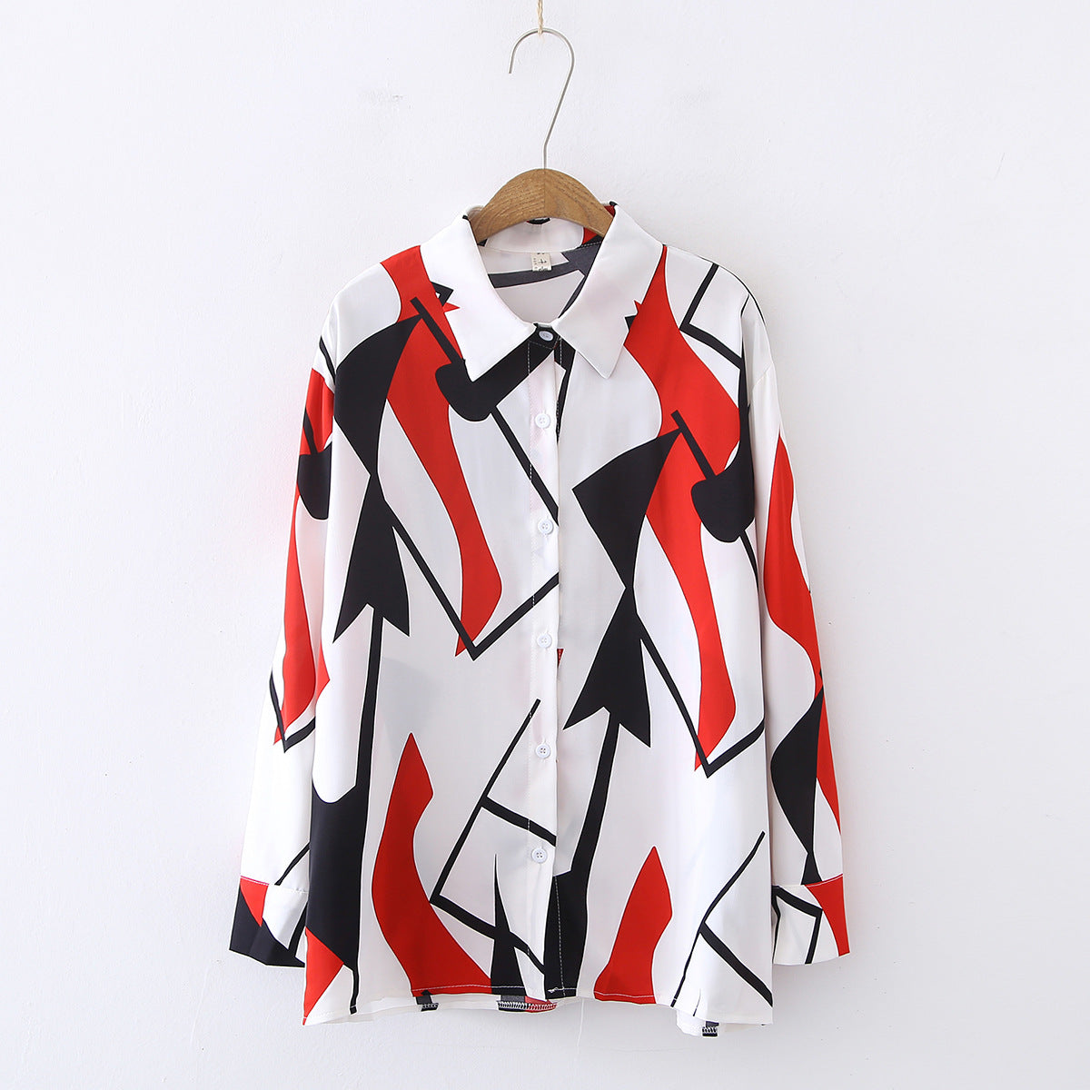 Geometric Prints Vintage Style Satin Soft Silky Shirt