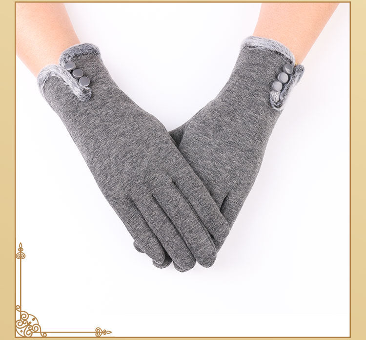 3 Decorative Buttons Ladies Fleece Touch Screen Warm Winter Thermal Lined Button Gloves UK