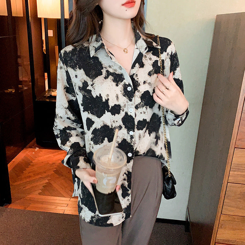 Dalmatians Style Vintage Prints Satin Soft Silky Shirt