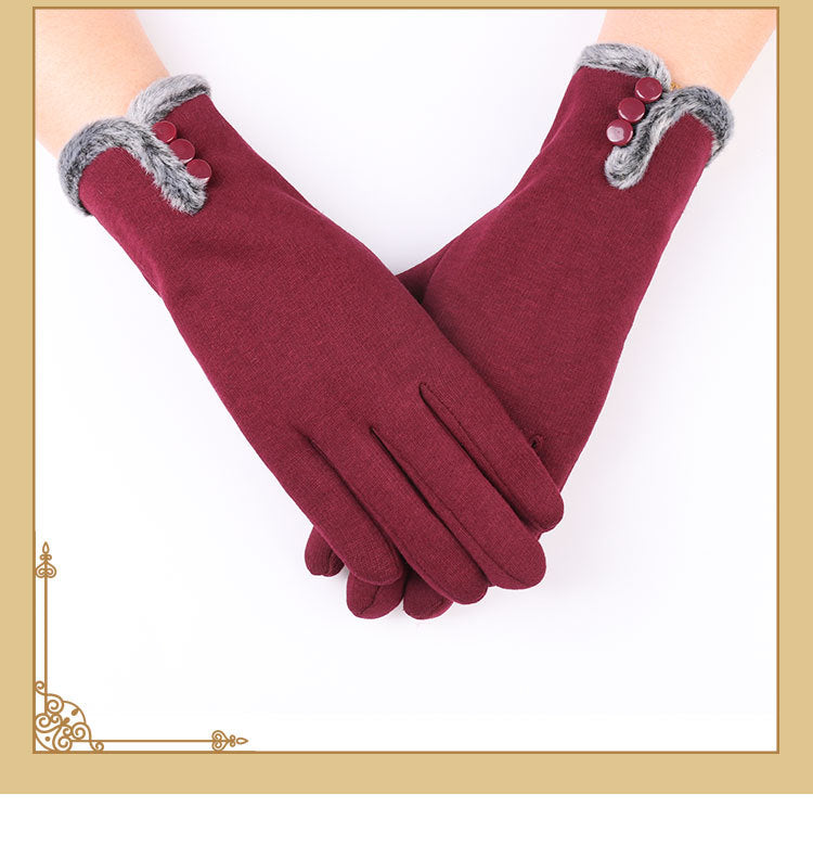 3 Decorative Buttons Ladies Fleece Touch Screen Warm Winter Thermal Lined Button Gloves UK