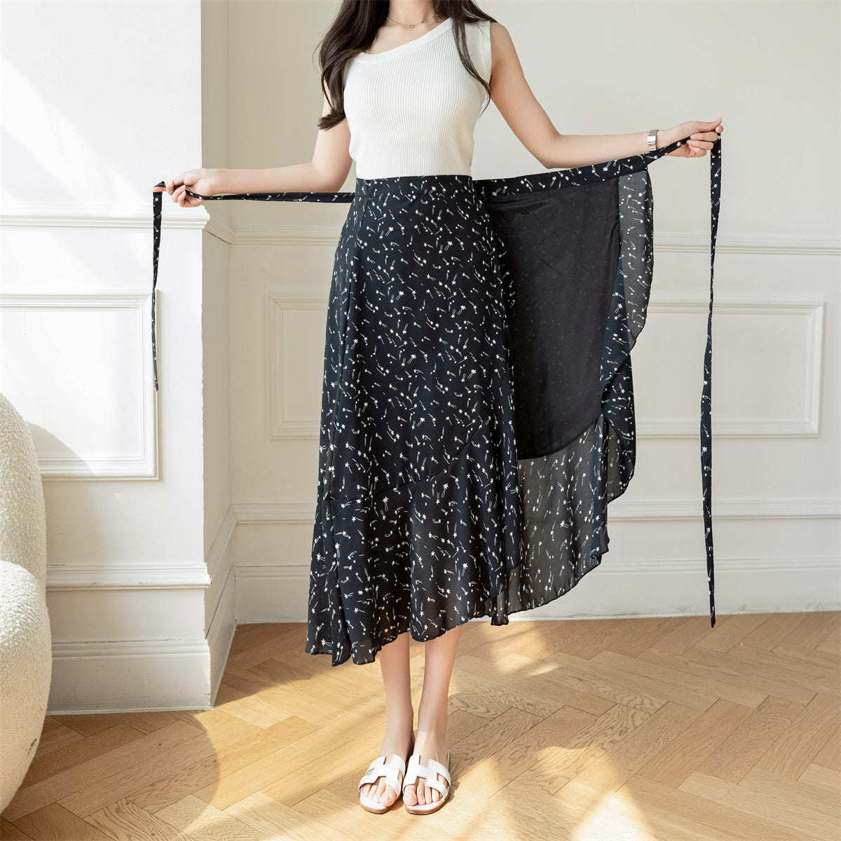 Skirt Wrapped, 1 pcs skirt Chiffon Floral