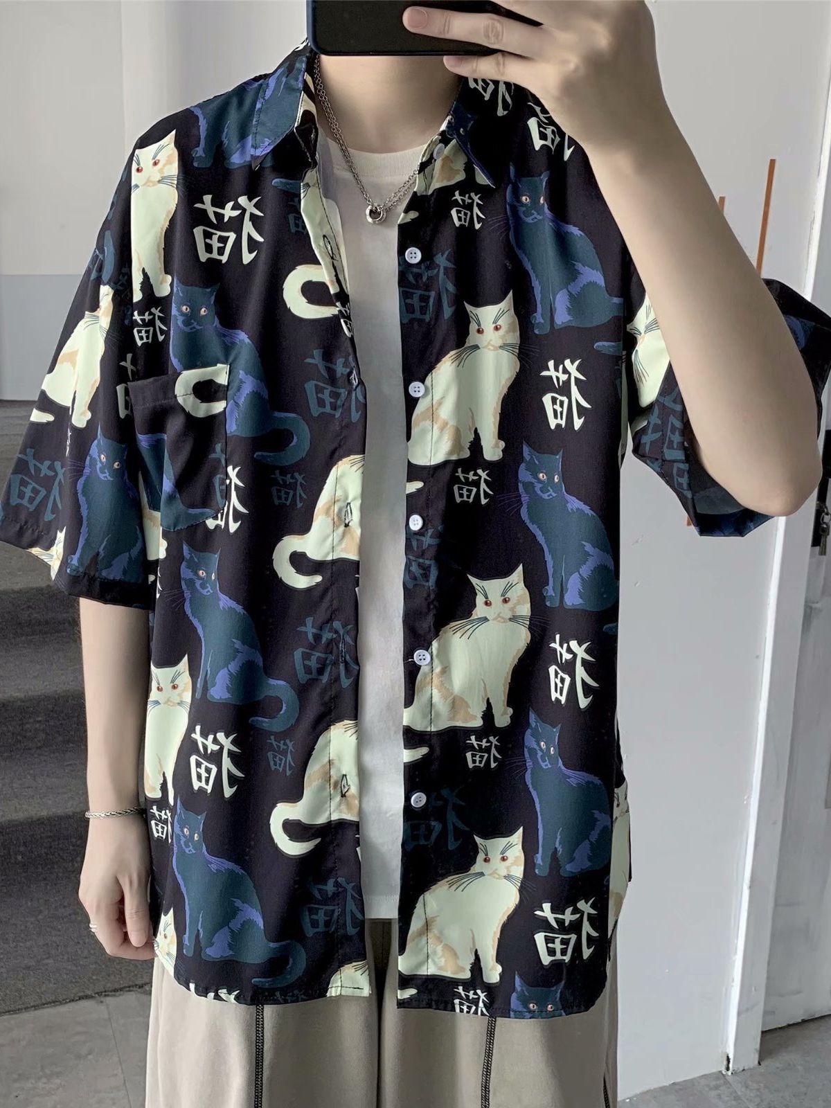 Short Sleeves Chic Funky Cartoon Prints CHIFFON Shirt BLOUSE Soft